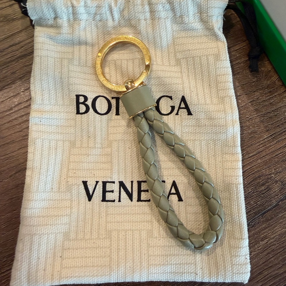 Bottega Veneta Gold and Olive Key Holder